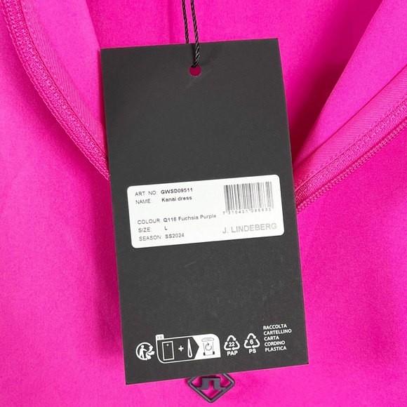 J. Lindeberg Kanai Lux Sculpt Mini Dress Size Large NWT Fuchsia Pink - Picture 6 of 9